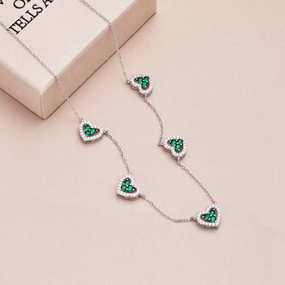 [kincade]Sparkling Five Heart Necklace