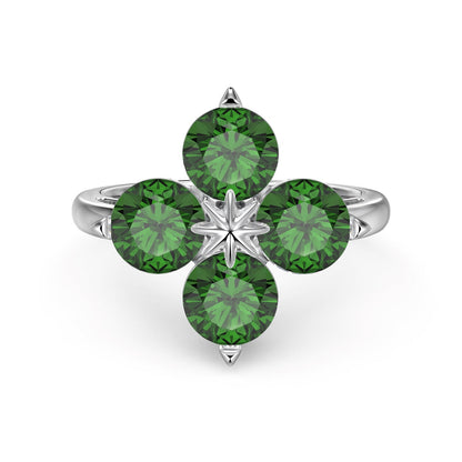 [kincade]Four-Leaf Clover Eight-Pointed Star Ring