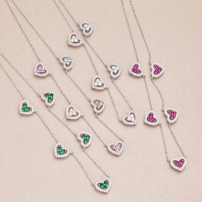 [kincade]Sparkling Five Heart Necklace