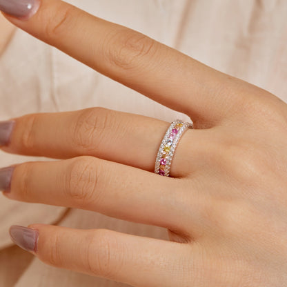 [kincade]Delicate Colorful Round Cut Daily Ring