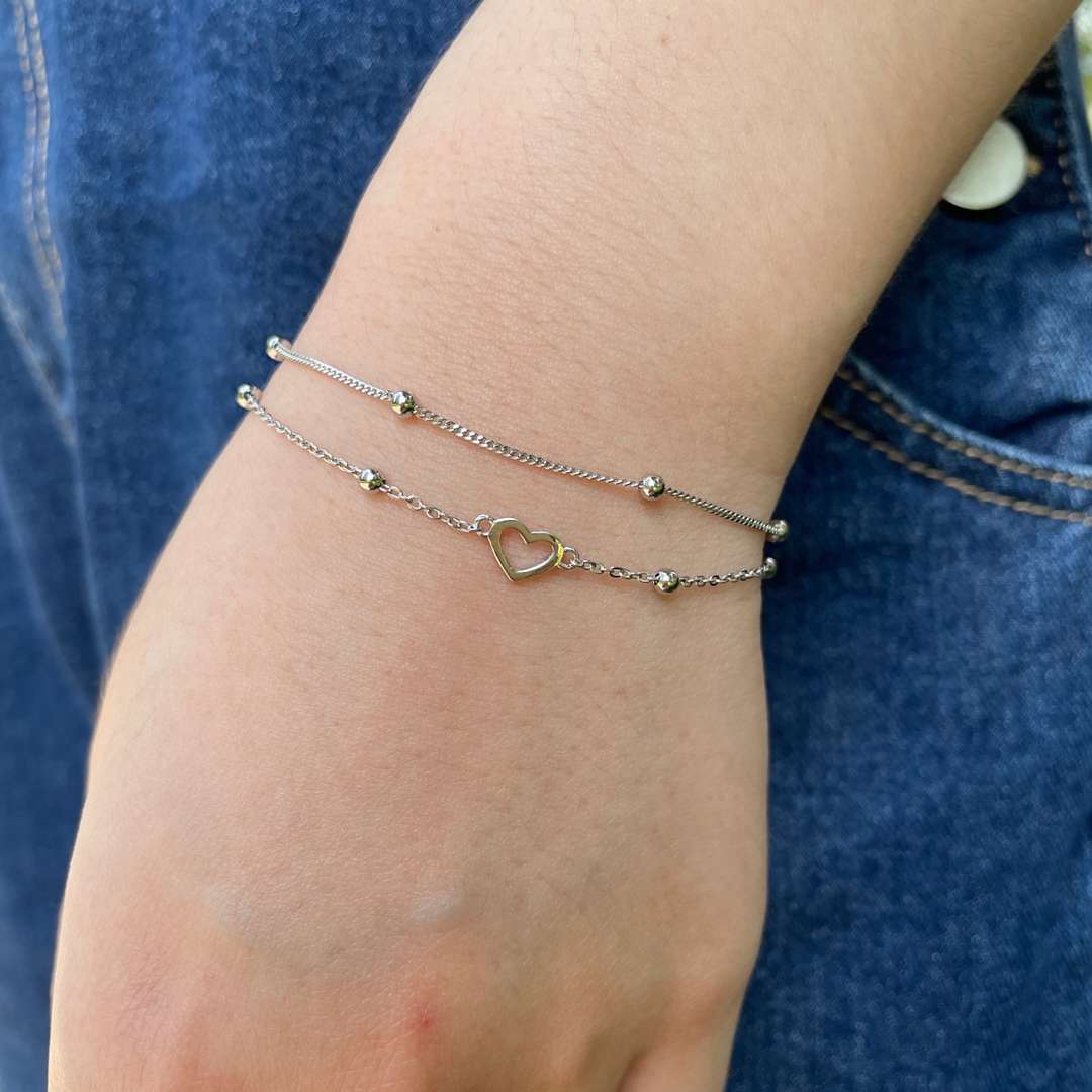 [kincade]Dainty Double Layer Love Heart Bracelet