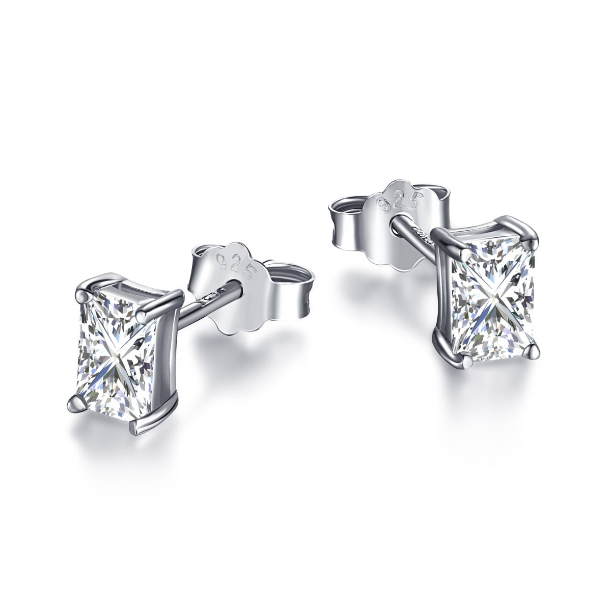 [kincade]Stylish Shiny Rectangular Center Stone Stud Earrings