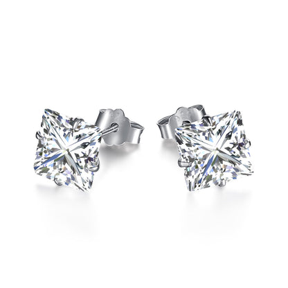 [kincade]Stylish Shiny Square Center Stone Stud Earrings