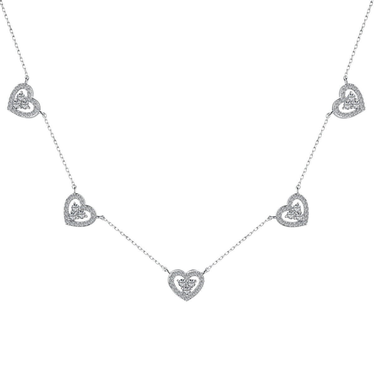 [kincade]Sparkling Five Heart Necklace