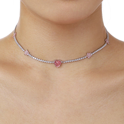 [kincade]Dazzling Pink Heart Flower Necklace