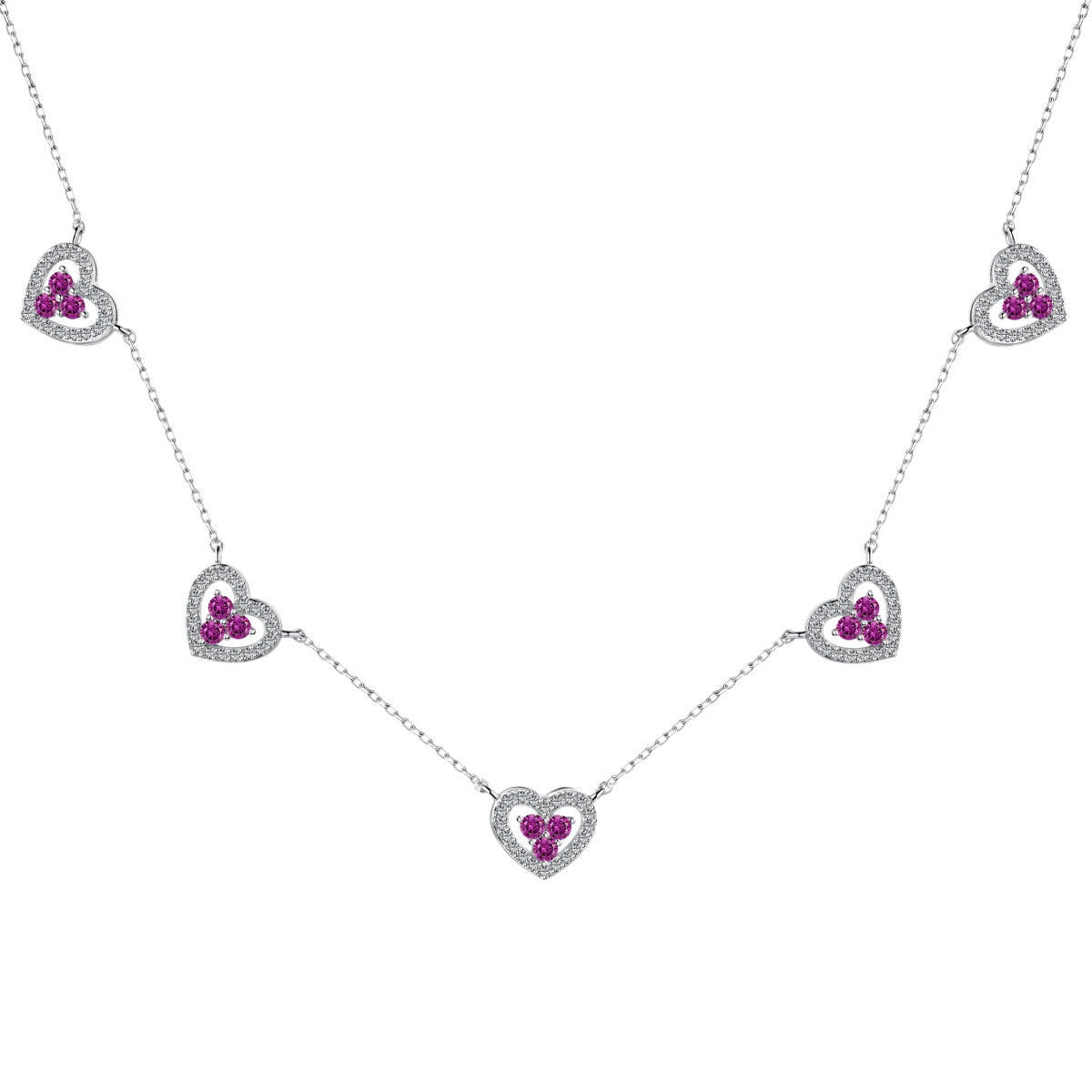 [kincade]Sparkling Five Heart Necklace