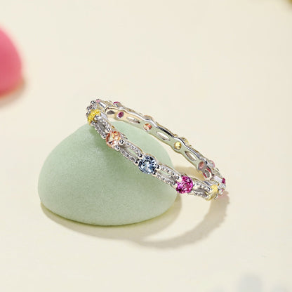 [kincade]Sparkling Colorful Round Cut Tennis Ring