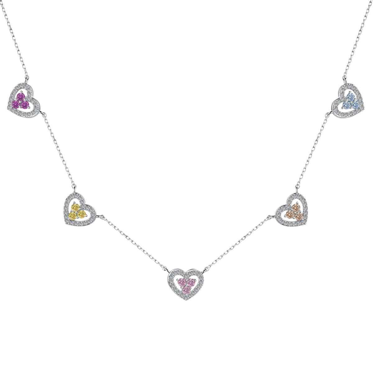 [kincade]Sparkling Five Heart Necklace