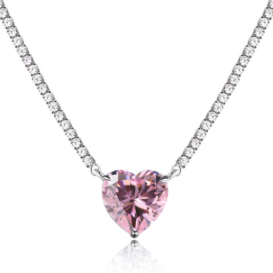 [kincade]8.0 Carat Versatile Colorful Sweet Heart-Shaped Tennis Necklace