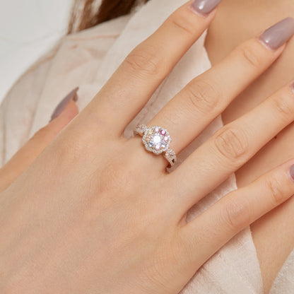 [kincade]Delicate Colorful Round Cut Flower Shape Wedding Ring