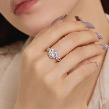 [kincade]Delicate Colorful Round Cut Flower Shape Wedding Ring