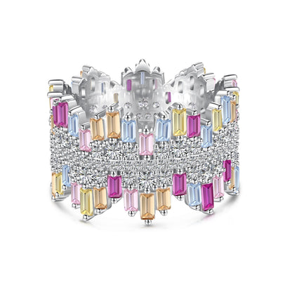 [kincade]Luxurious Colorful Radiant Cut Daily Ring