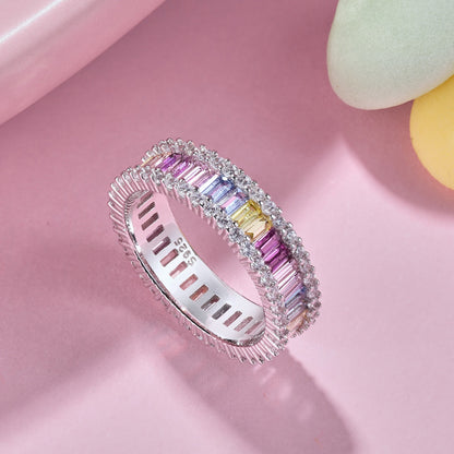 [kincade]Dainty Kaleidoscopic Emerald Cut Daily Ring