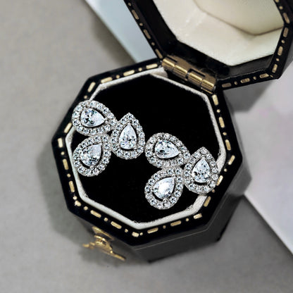 [kincade]Ornate Flower Shape Pear Cut Lover Earrings