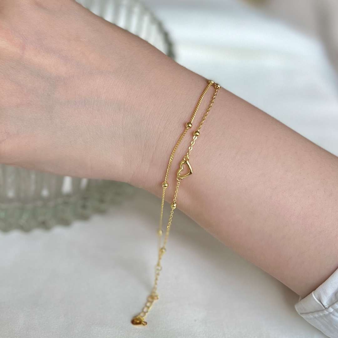 [kincade]Dainty Double Layer Love Heart Bracelet