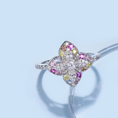 [kincade]Luxurious Colorful Flower Shape Banquet Ring