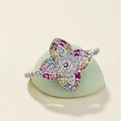 [kincade]Luxurious Colorful Flower Shape Banquet Ring