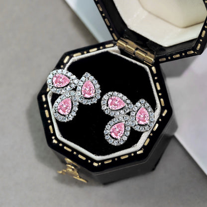 [kincade]Ornate Flower Shape Pear Cut Lover Earrings