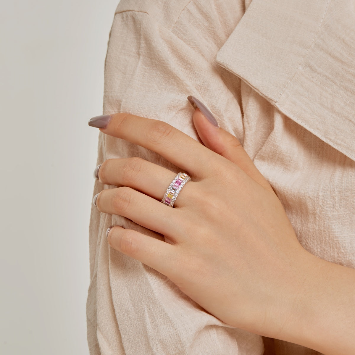 [kincade]Dainty Colorful Radiant Cut Daily Ring