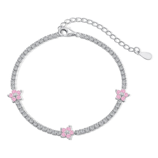 [kincade]Sparkling Flower Shape Tennis Bracelet