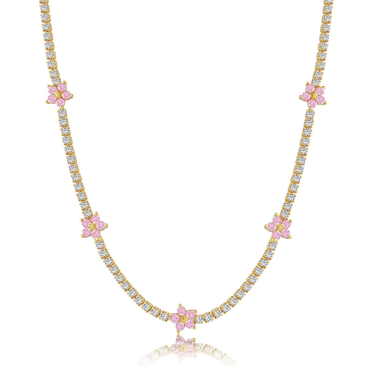 [kincade]Luxurious Colorful Flower Tennis Necklace