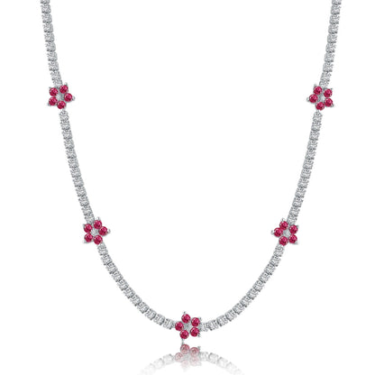 [kincade]Luxurious Colorful Flower Tennis Necklace