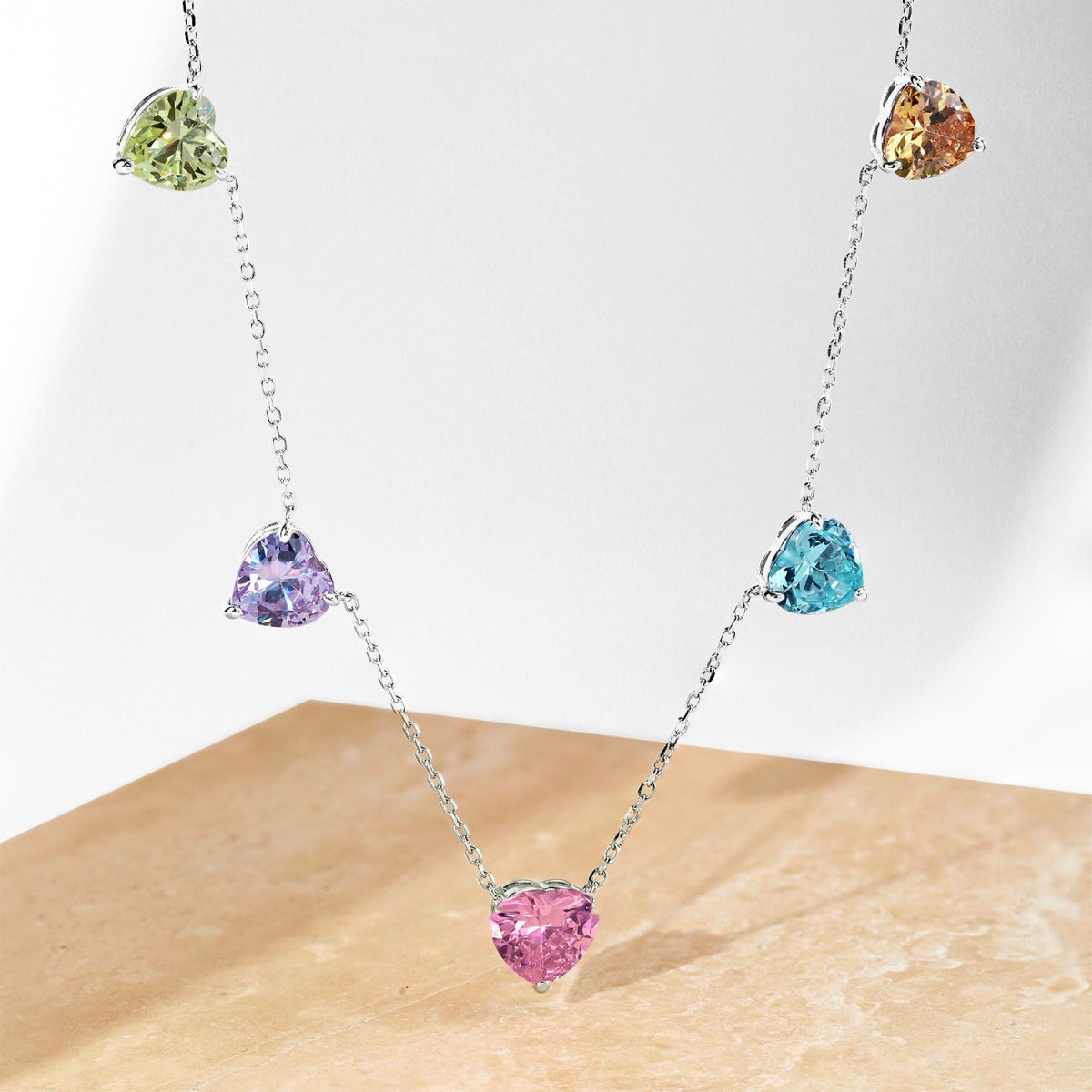 [kincade]Sparkling Colorful Heart Cut Necklace