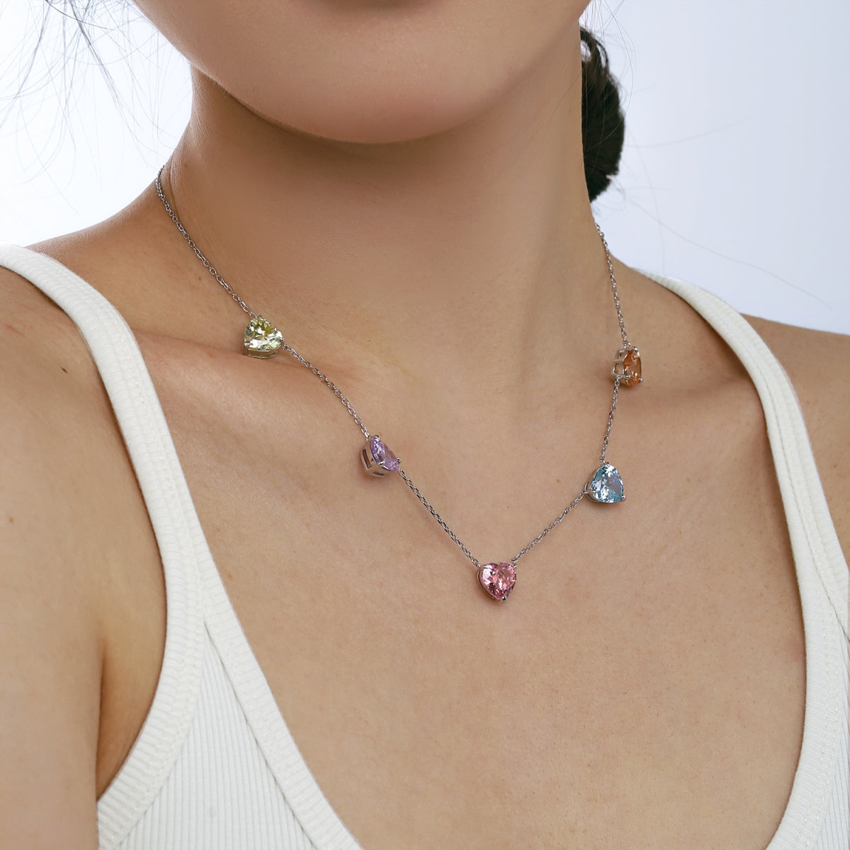 [kincade]Sparkling Colorful Heart Cut Necklace