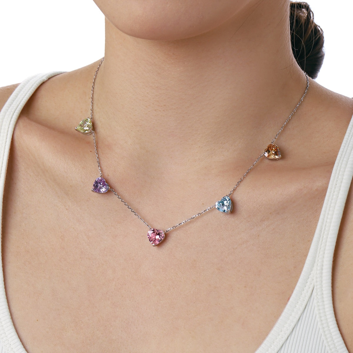 [kincade]Sparkling Colorful Heart Cut Necklace