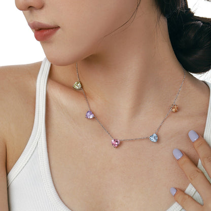 [kincade]Sparkling Colorful Heart Cut Necklace