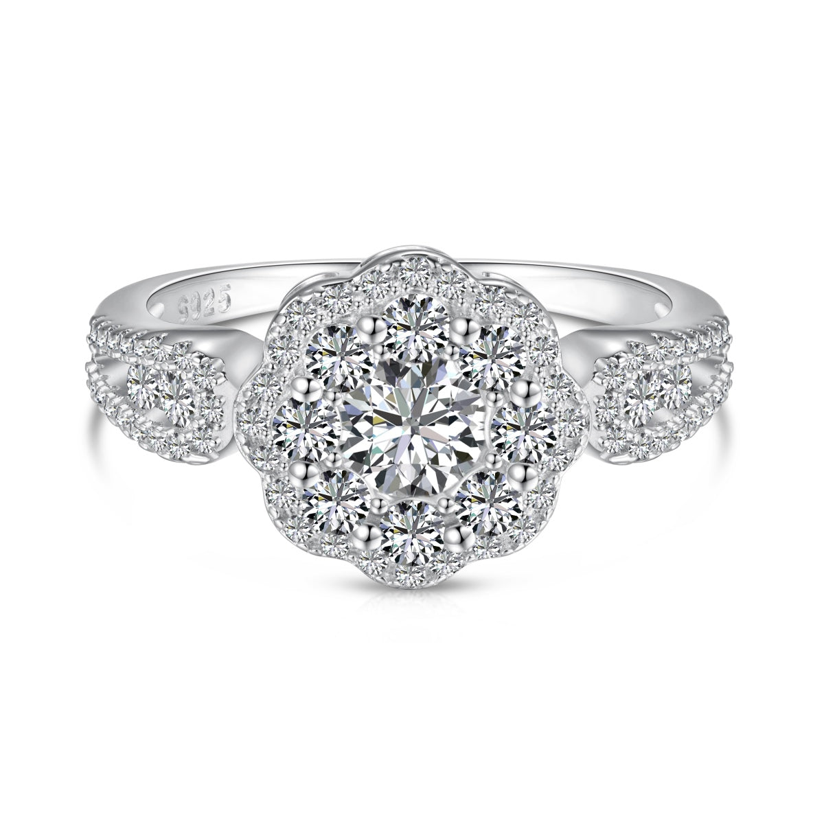 [kincade]Delicate Colorful Round Cut Flower Shape Wedding Ring