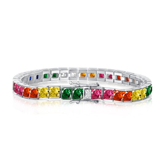 [kincade]Radiant Colorful Princess Cut Tennis Bracelet