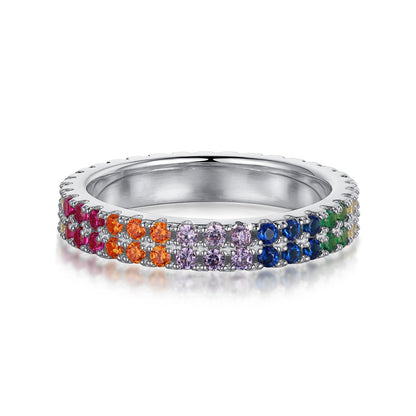 [kincade]Unique Colorful Round Cut Tennis Ring