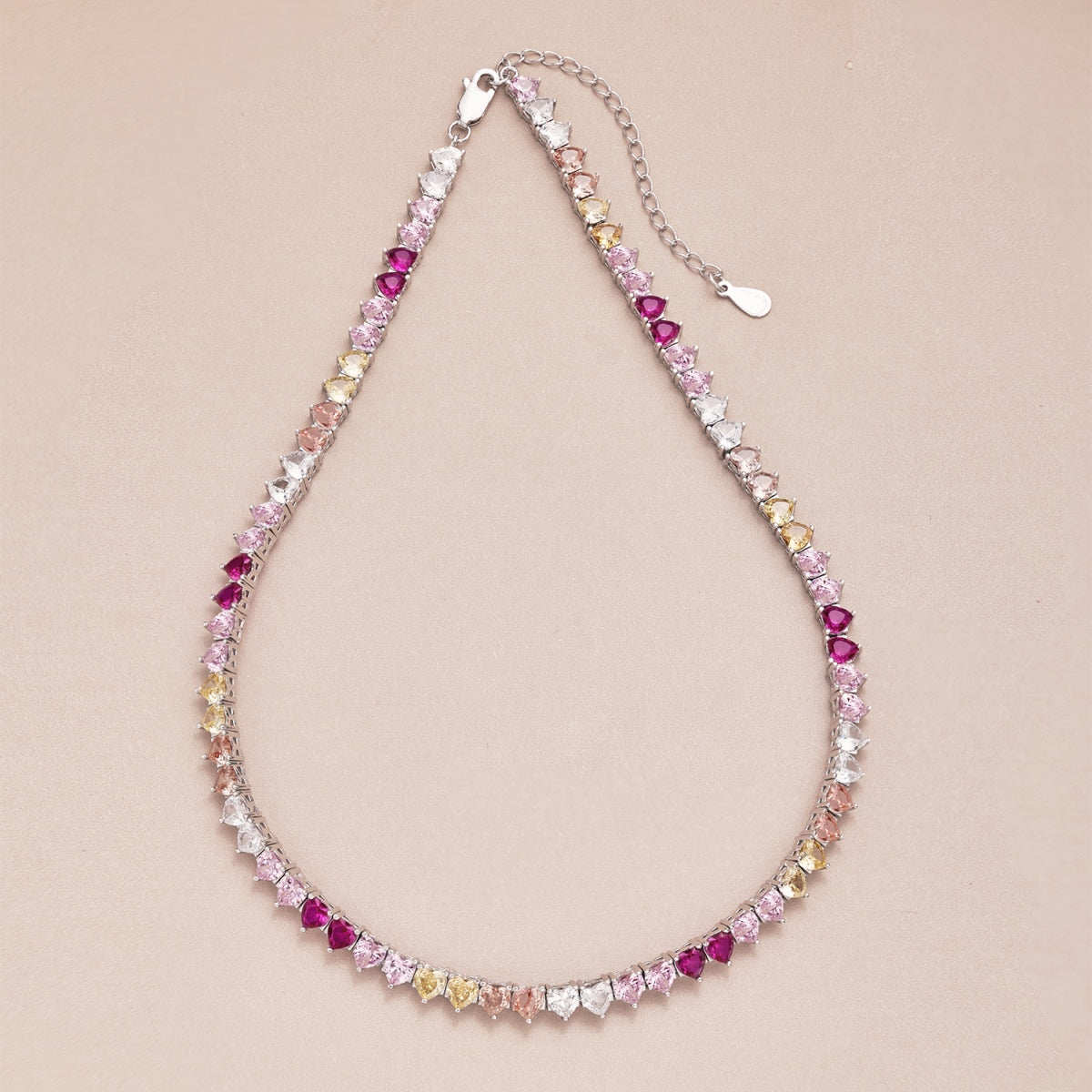 [kincade]Sparkling Colorful Full Heart Tennis Necklace