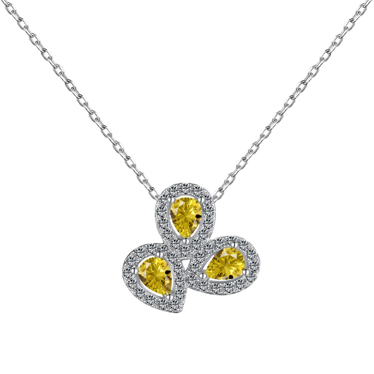 [kincade]Elegant Flower Shape Pear Cut Necklace