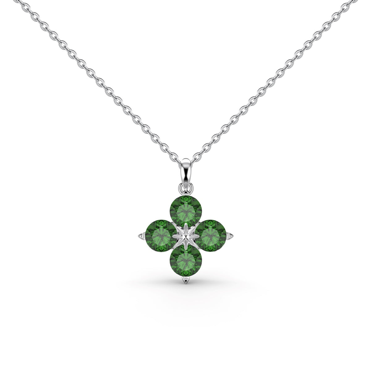 [kincade]Four-Leaf Clover And Eight-Pointed Star Necklace