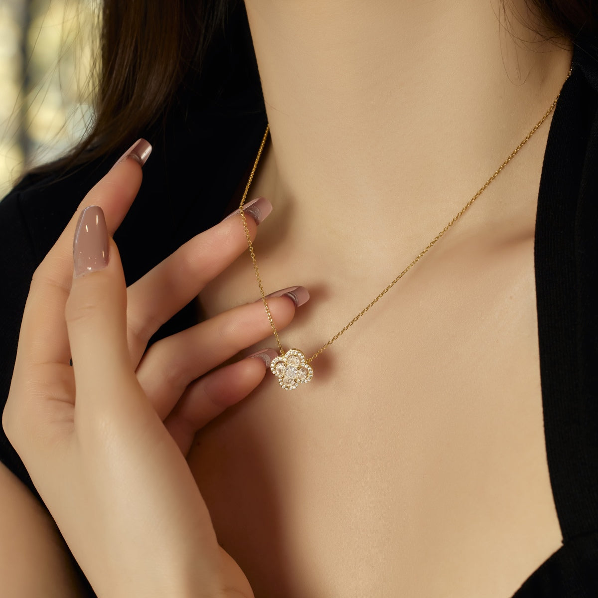 [kincade]Spliced Lucky Four-Leaf Clover Versatile Necklace