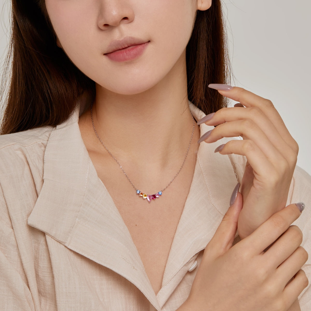 [kincade]Dainty Colorful Heart Necklace