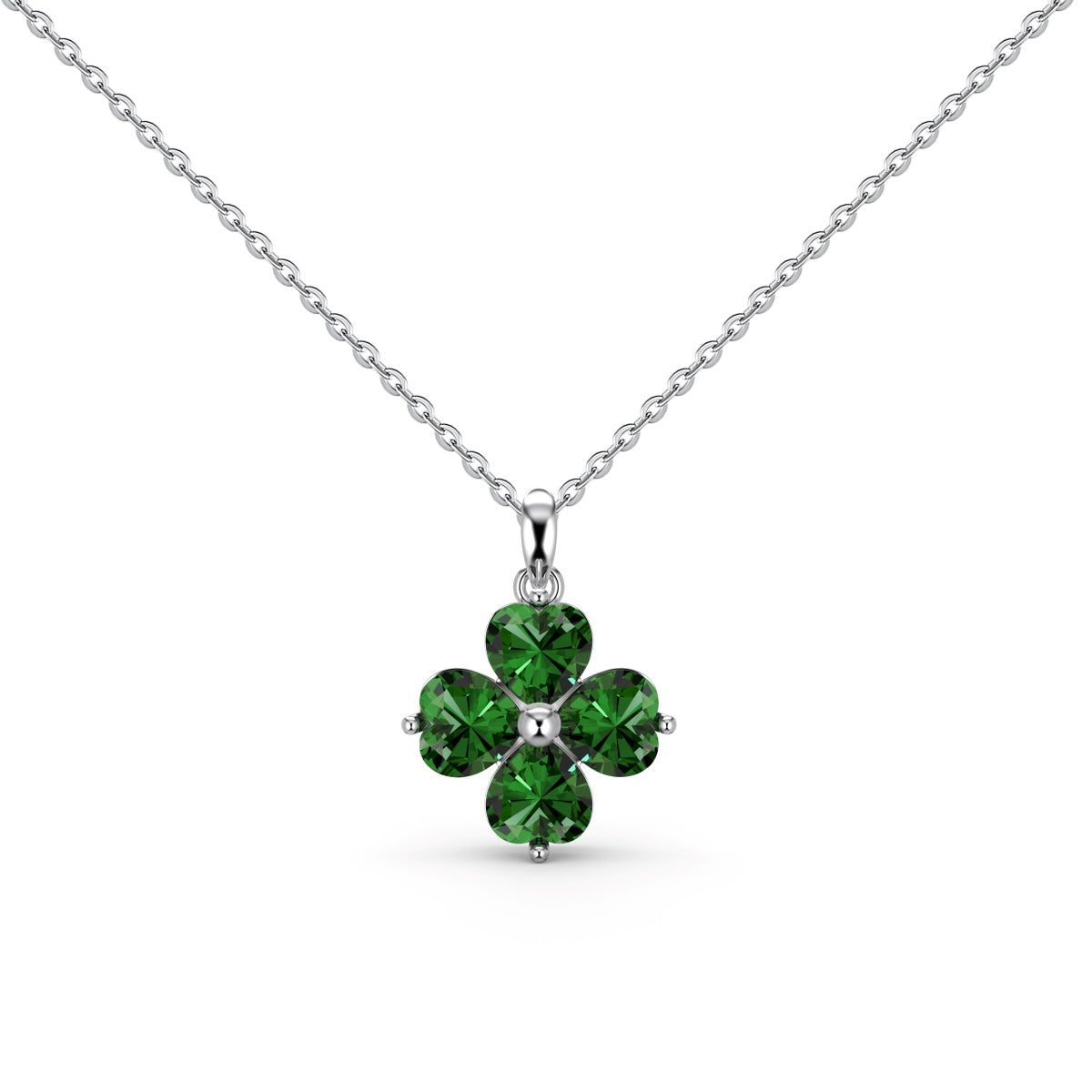 [kincade]Heart-Shaped Four-Leaf Clover Bead Necklace