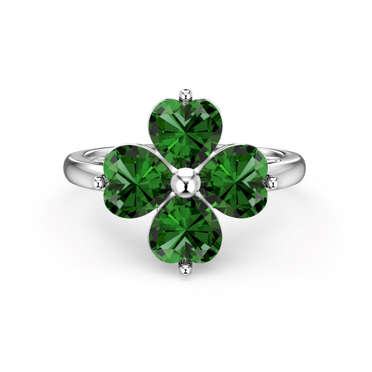 [kincade]Heart-shaped Four-Leaf Clover Ball Ring