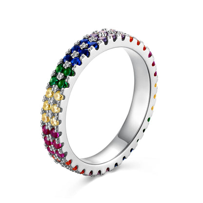 [kincade]Unique Colorful Round Cut Tennis Ring