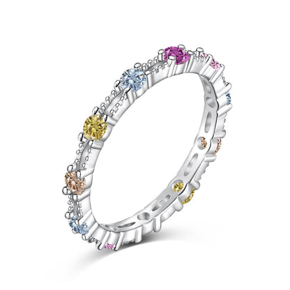 [kincade]Sparkling Colorful Round Cut Tennis Ring