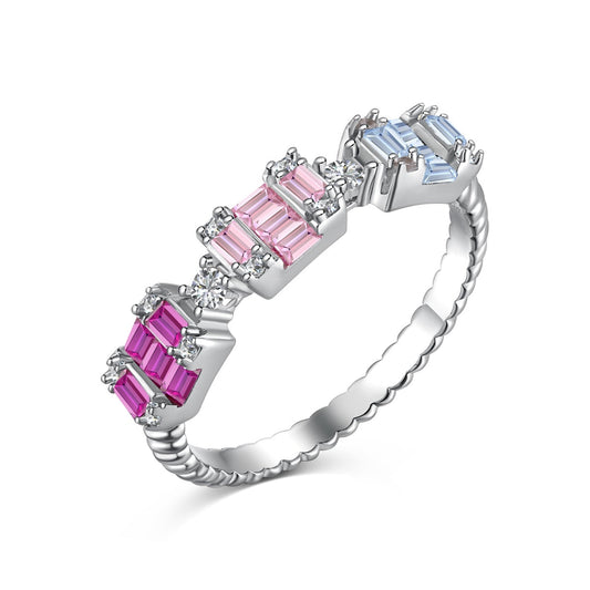 [kincade]Unique Colorful Emerald Cut Party Ring