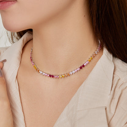 [kincade]Sparkling Colorful Full Heart Tennis Necklace