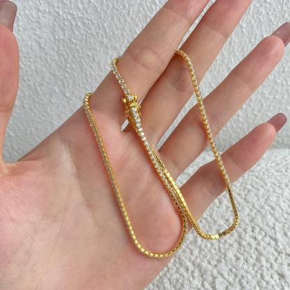 [kincade]Delicate Round Shape Tennis Necklace