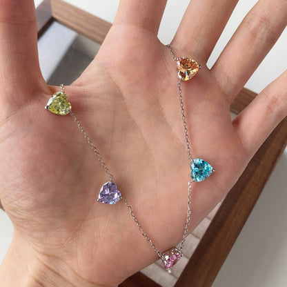 [kincade]Sparkling Colorful Heart Cut Necklace