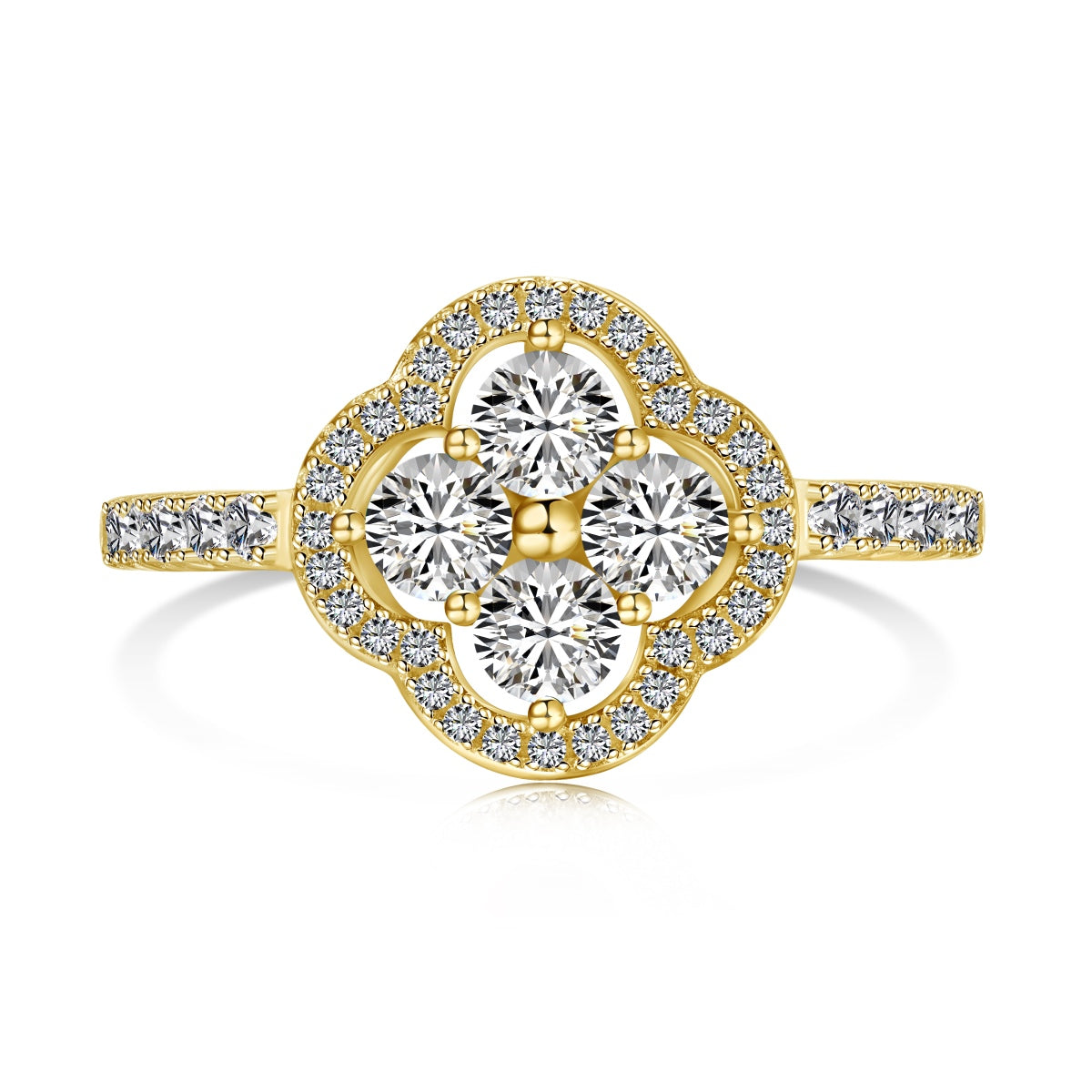 [kincade]Ring mit vierblättrigem Kleeblatt-Blumendesign