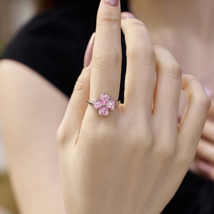 [kincade]Heart-shaped Four-Leaf Clover Ball Ring