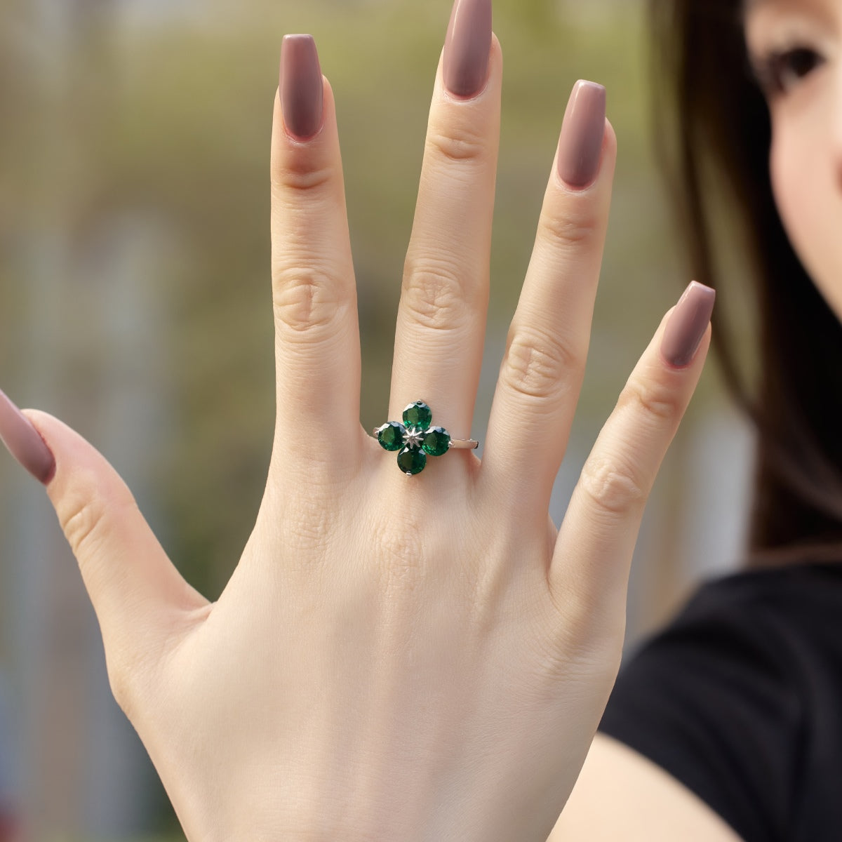 [kincade]Four-Leaf Clover Eight-Pointed Star Ring