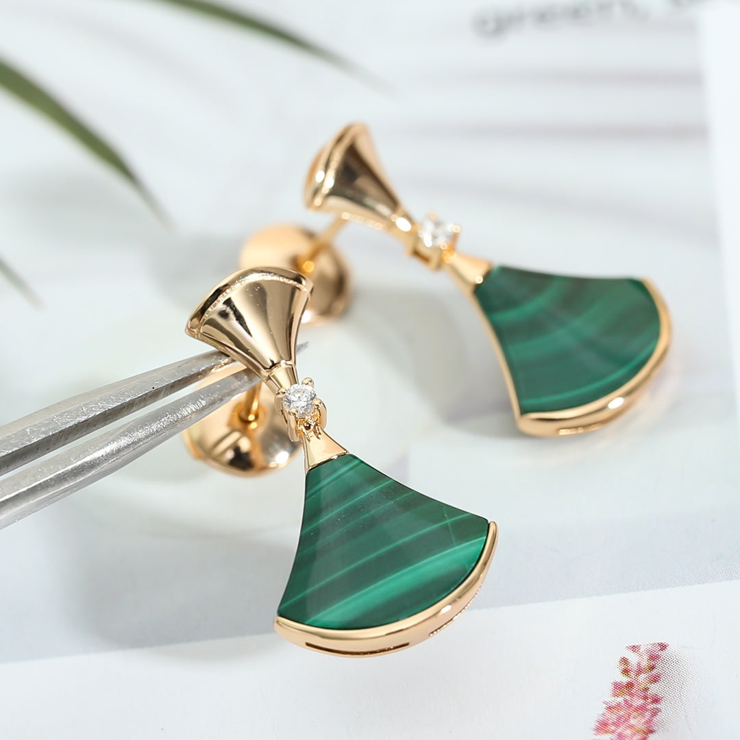 [kincade]DREAM MALACHITE PINK GOLD EARRINGS